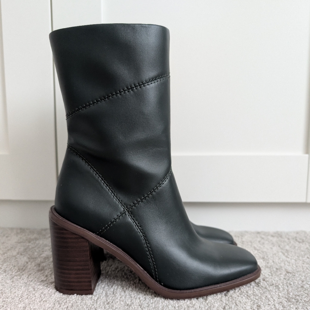 Franco Sarto Green Stormy Mid Calf Heeled Boots 6.5M - Picture 3 of 9
